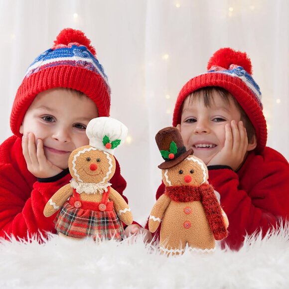 Gingerbread Plush Ornaments 12 Inch Christmas Decor Set for Kids Girls Indoor - Picture 3 of 6